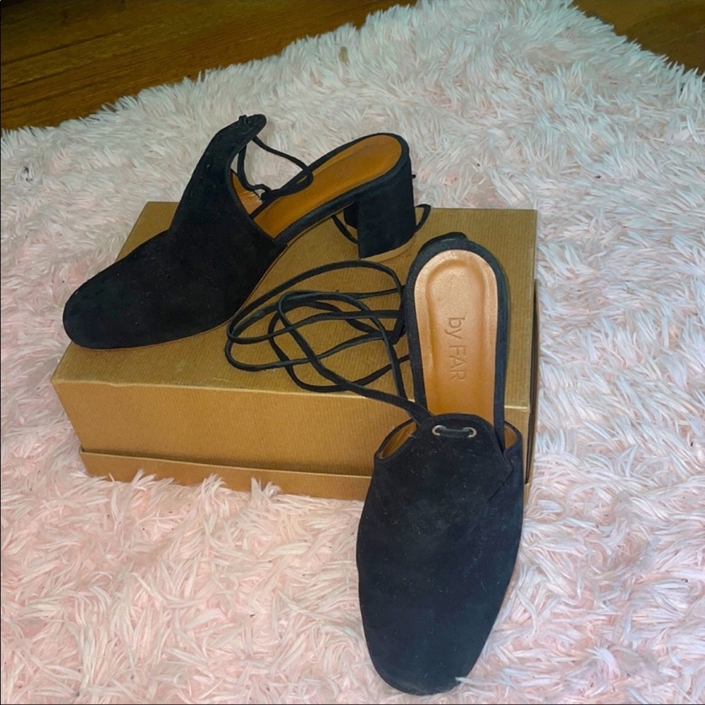By FAR Black Suede Lace-Up Mules size 37